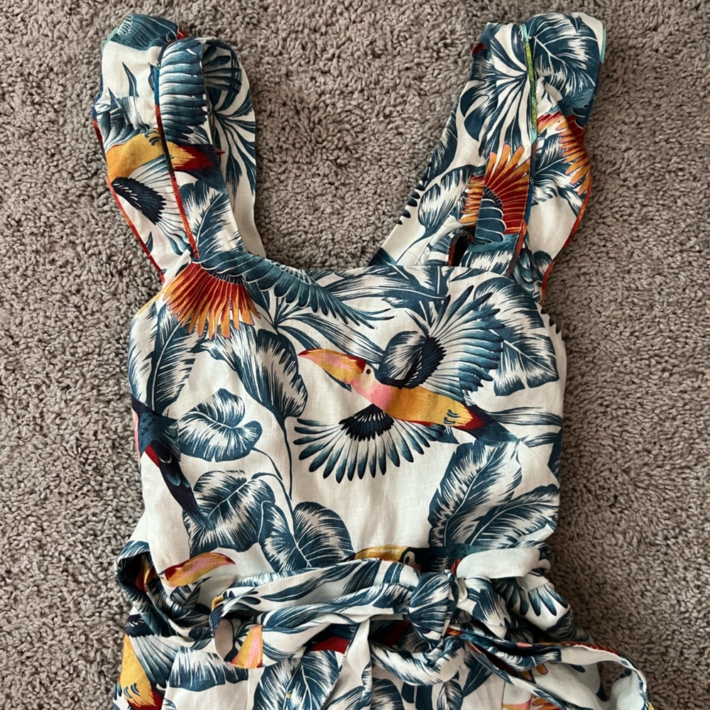 NWT FARM Rio Tropical Toucan Print Jumpsuit Medium 8 - Picture 3 of 10